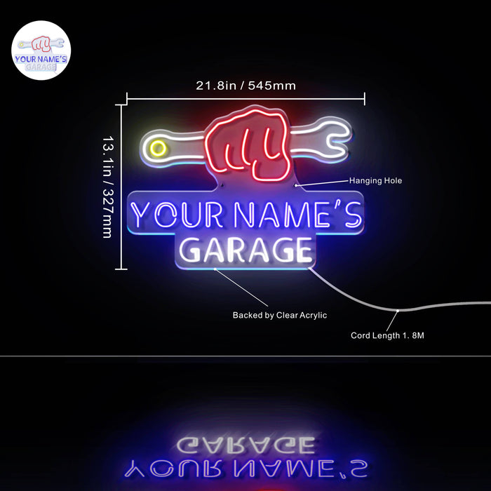Personalized Ultra-Bright Man Cave Tools Garage LED Sign with Remote (Neon-Style, LED Technology) - Way Up Gifts