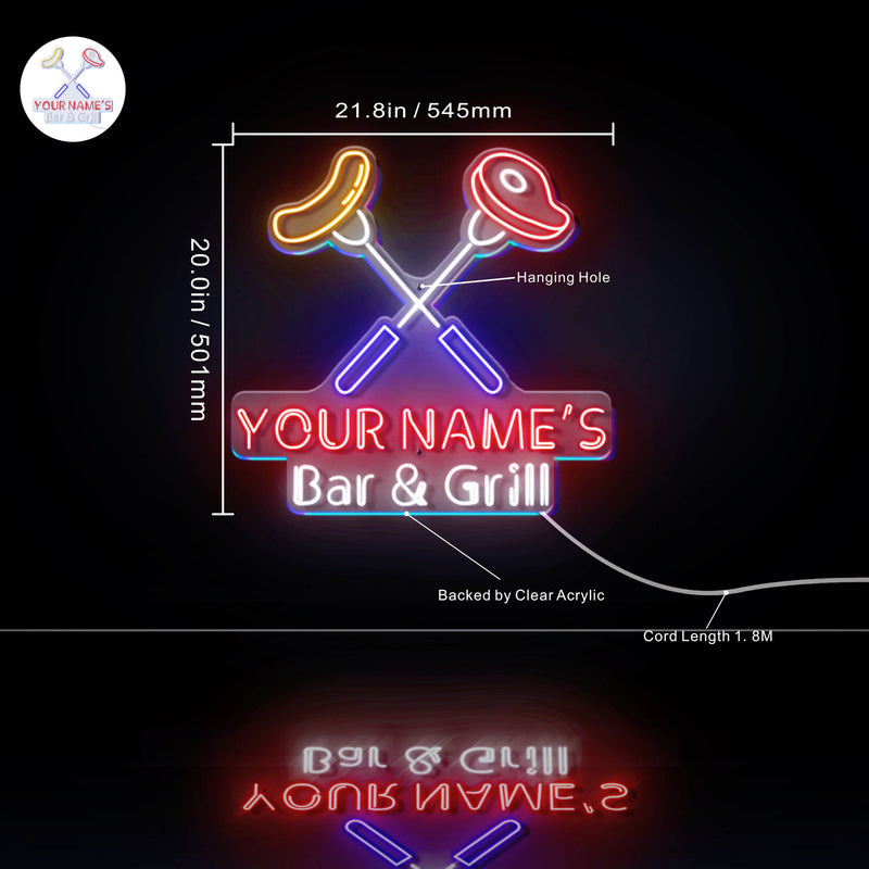 Custom Ultra-Bright Restaurant Home Kitchen Bar & Grill LED Sign with Remote (Neon-Style, LED Technology) - LED Gift Works