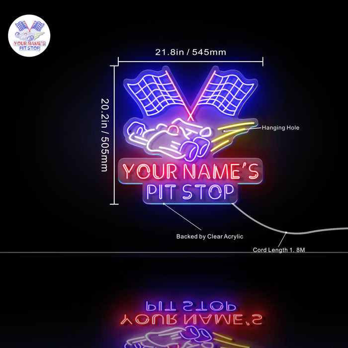 Custom Ultra-Bright Car Racing Beer Bar Pit Stop LED Sign with Remote (Neon-Style, LED Technology) - Way Up Gifts
