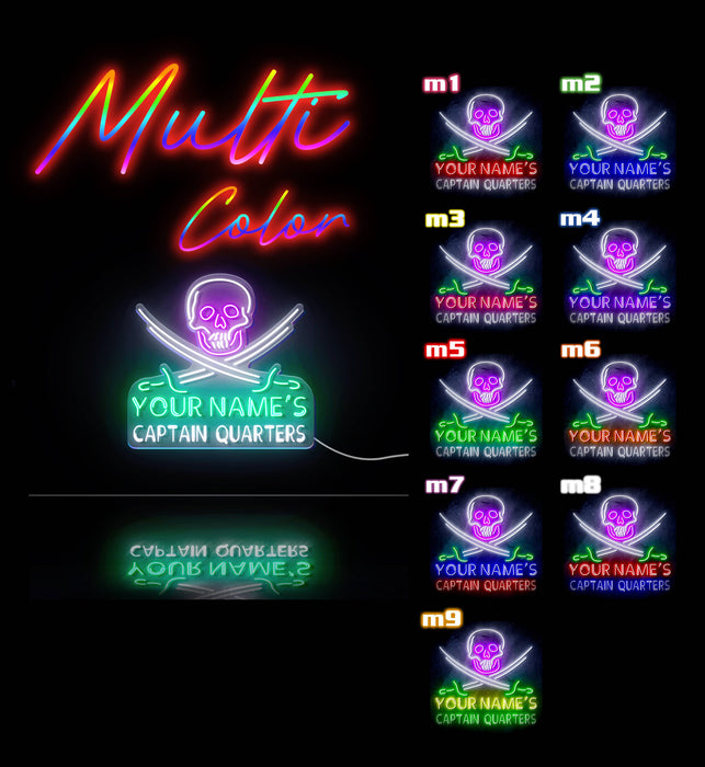 Custom Ultra-Bright Pirate Skull Swords Man Cave Room LED Sign with Remote (Neon-Style, LED Technology) - Way Up Gifts