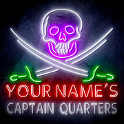 Custom Ultra-Bright Pirate Skull Swords Man Cave Room LED Sign with Remote (Neon-Style, LED Technology) - LED Gift Works