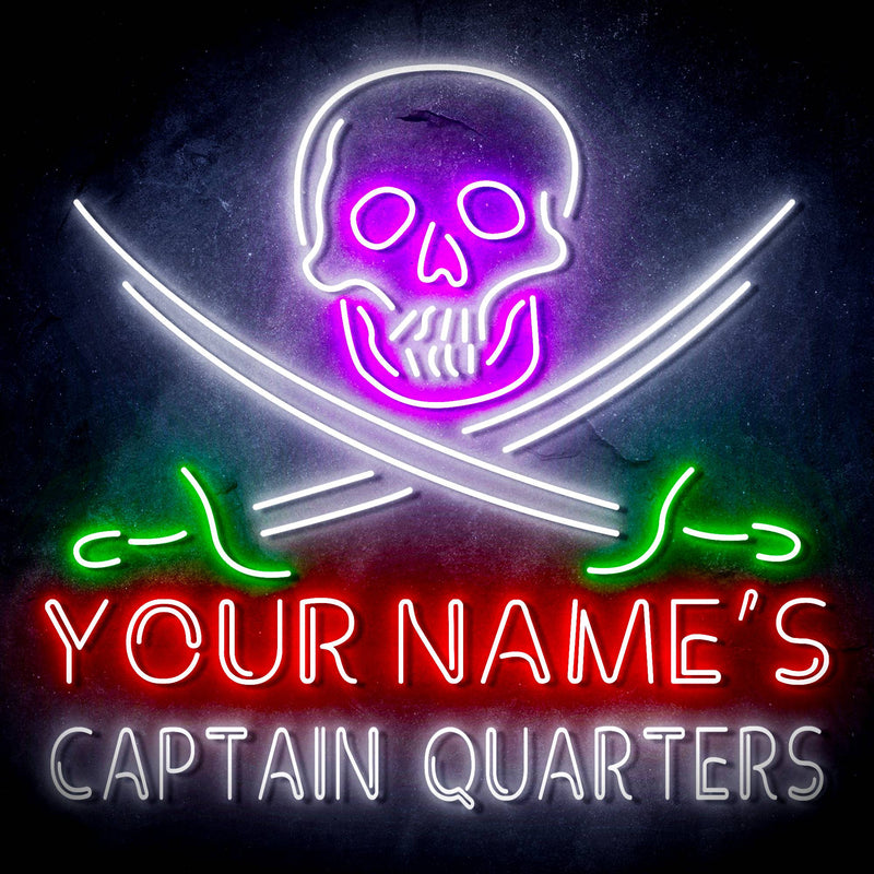 Custom Ultra-Bright Pirate Skull Swords Man Cave Room LED Sign with Remote (Neon-Style, LED Technology) - LED Gift Works