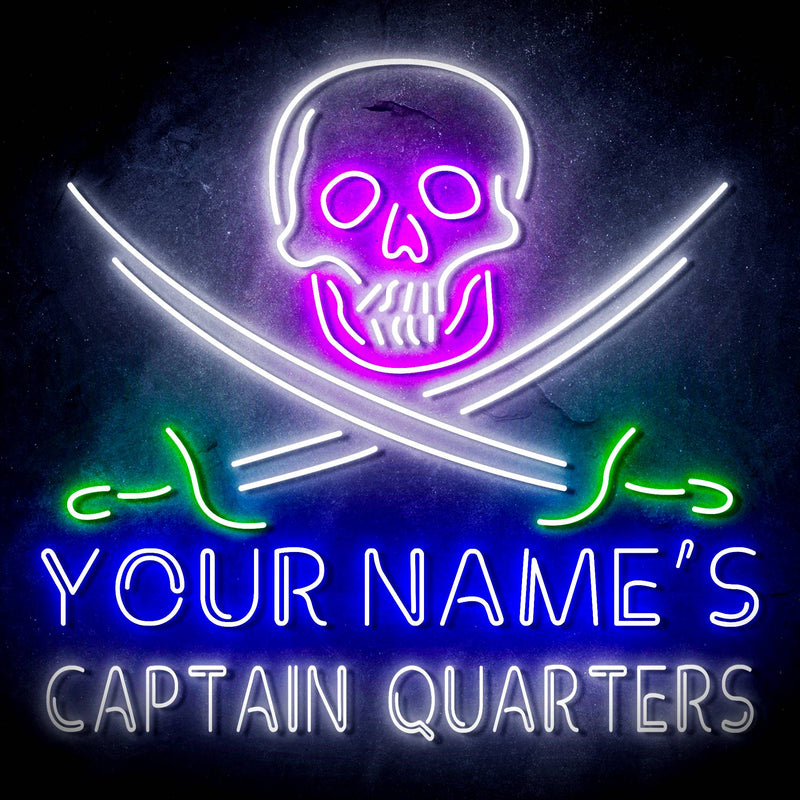 Custom Ultra-Bright Pirate Skull Swords Man Cave Room LED Sign with Remote (Neon-Style, LED Technology) - LED Gift Works