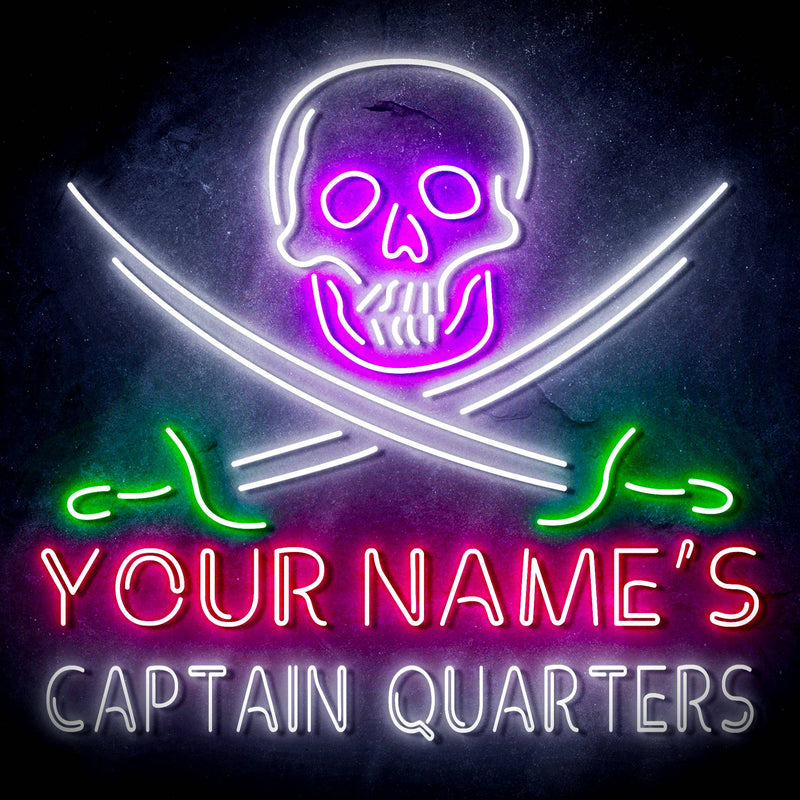 Custom Ultra-Bright Pirate Skull Swords Man Cave Room LED Sign with Remote (Neon-Style, LED Technology) - LED Gift Works