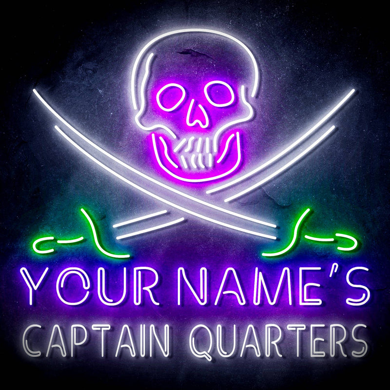 Custom Ultra-Bright Pirate Skull Swords Man Cave Room LED Sign with Remote (Neon-Style, LED Technology) - LED Gift Works