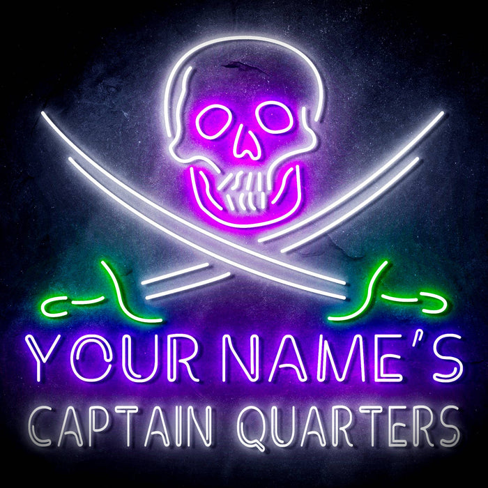 Custom Ultra-Bright Pirate Skull Swords Man Cave Room LED Sign with Remote (Neon-Style, LED Technology) - Way Up Gifts