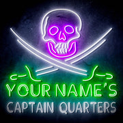 Custom Ultra-Bright Pirate Skull Swords Man Cave Room LED Sign with Remote (Neon-Style, LED Technology) - LED Gift Works