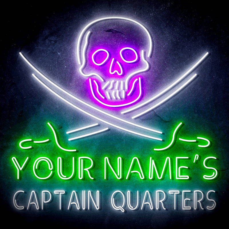 Custom Ultra-Bright Pirate Skull Swords Man Cave Room LED Sign with Remote (Neon-Style, LED Technology) - LED Gift Works