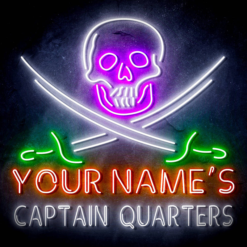 Custom Ultra-Bright Pirate Skull Swords Man Cave Room LED Sign with Remote (Neon-Style, LED Technology) - LED Gift Works