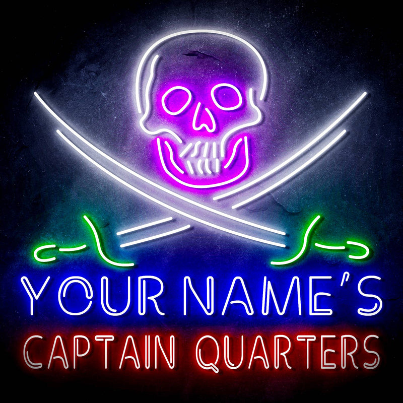 Custom Ultra-Bright Pirate Skull Swords Man Cave Room LED Sign with Remote (Neon-Style, LED Technology) - LED Gift Works