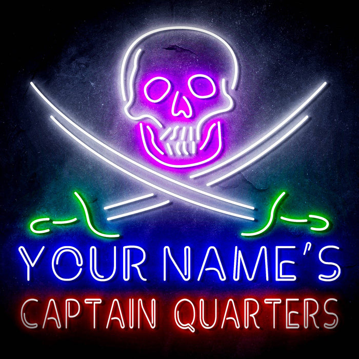 Custom Ultra-Bright Pirate Skull Swords Man Cave Room LED Sign with Remote (Neon-Style, LED Technology) - Way Up Gifts