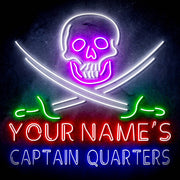 Custom Ultra-Bright Pirate Skull Swords Man Cave Room LED Sign with Remote (Neon-Style, LED Technology) - LED Gift Works