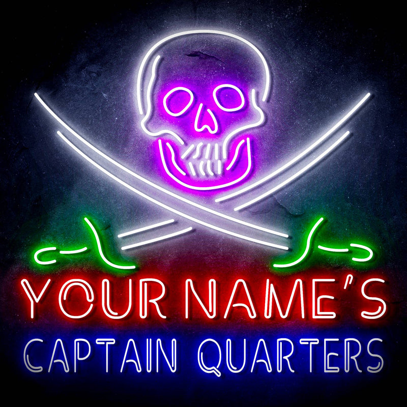 Custom Ultra-Bright Pirate Skull Swords Man Cave Room LED Sign with Remote (Neon-Style, LED Technology) - LED Gift Works