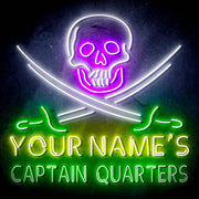 Custom Ultra-Bright Pirate Skull Swords Man Cave Room LED Sign with Remote (Neon-Style, LED Technology) - LED Gift Works