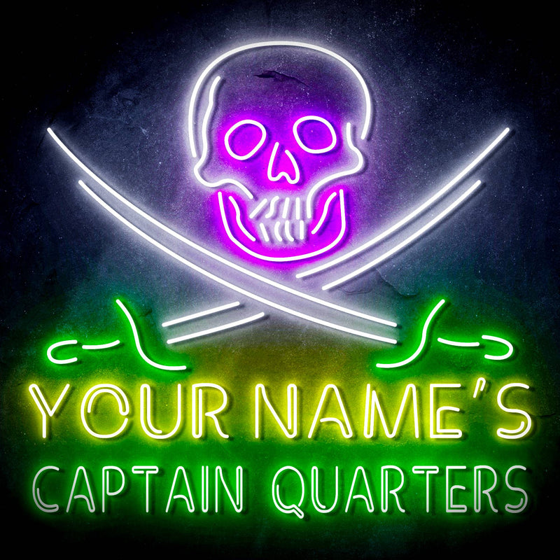 Custom Ultra-Bright Pirate Skull Swords Man Cave Room LED Sign with Remote (Neon-Style, LED Technology) - LED Gift Works