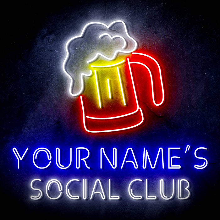 Custom Ultra-Bright Social Club Beer Home Bar LED Sign with Remote (Neon-Style, LED Technology) - Way Up Gifts