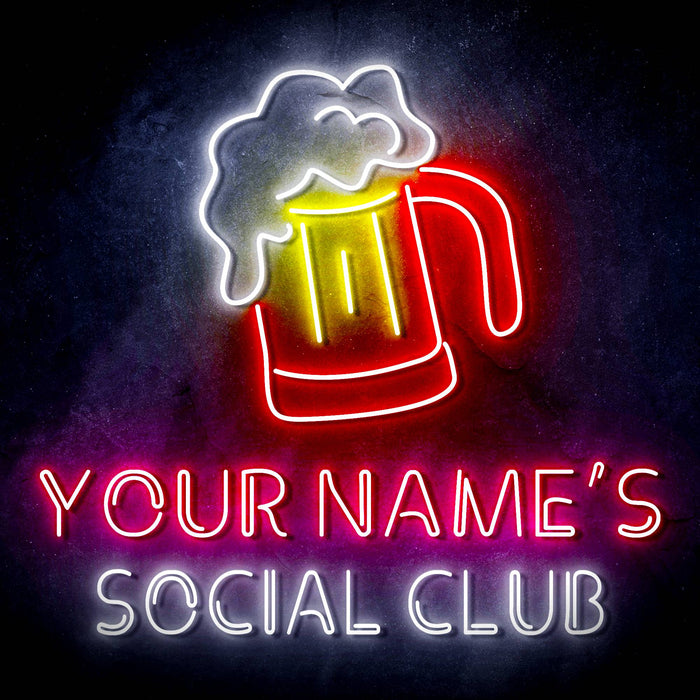 Custom Ultra-Bright Social Club Beer Home Bar LED Sign with Remote (Neon-Style, LED Technology) - Way Up Gifts