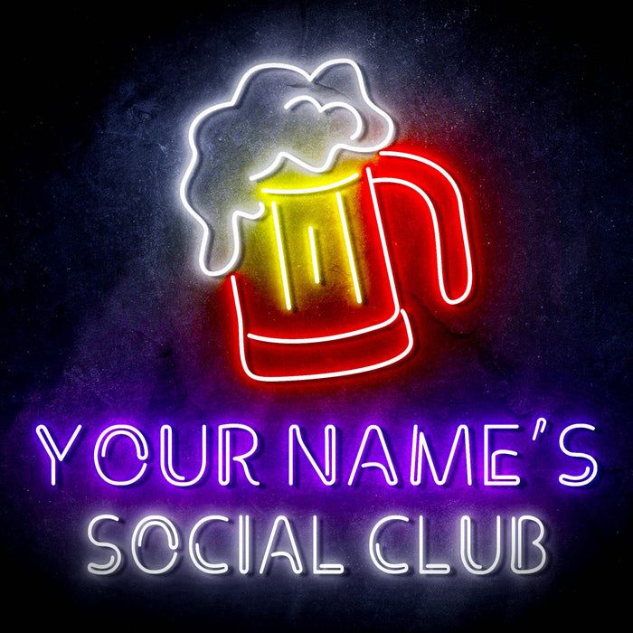 Custom Ultra-Bright Social Club Beer Home Bar LED Sign with Remote (Neon-Style, LED Technology) - Way Up Gifts