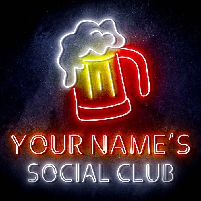 Custom Ultra-Bright Social Club Beer Home Bar LED Sign with Remote (Neon-Style, LED Technology) - Way Up Gifts