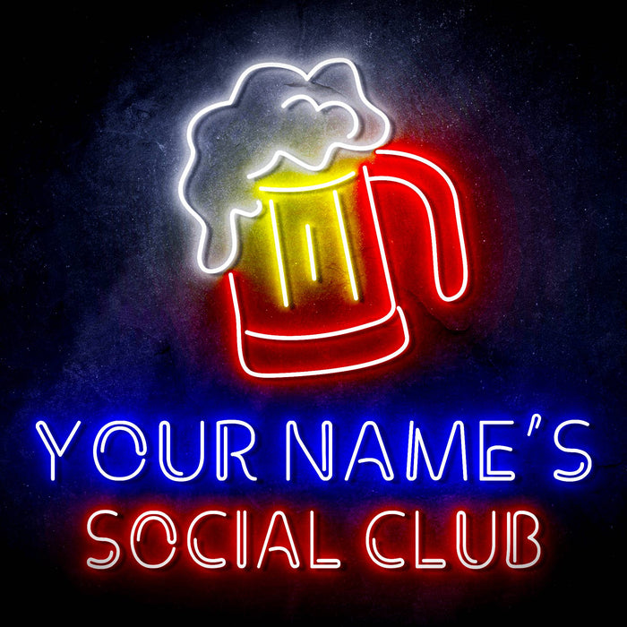 Custom Ultra-Bright Social Club Beer Home Bar LED Sign with Remote (Neon-Style, LED Technology) - Way Up Gifts