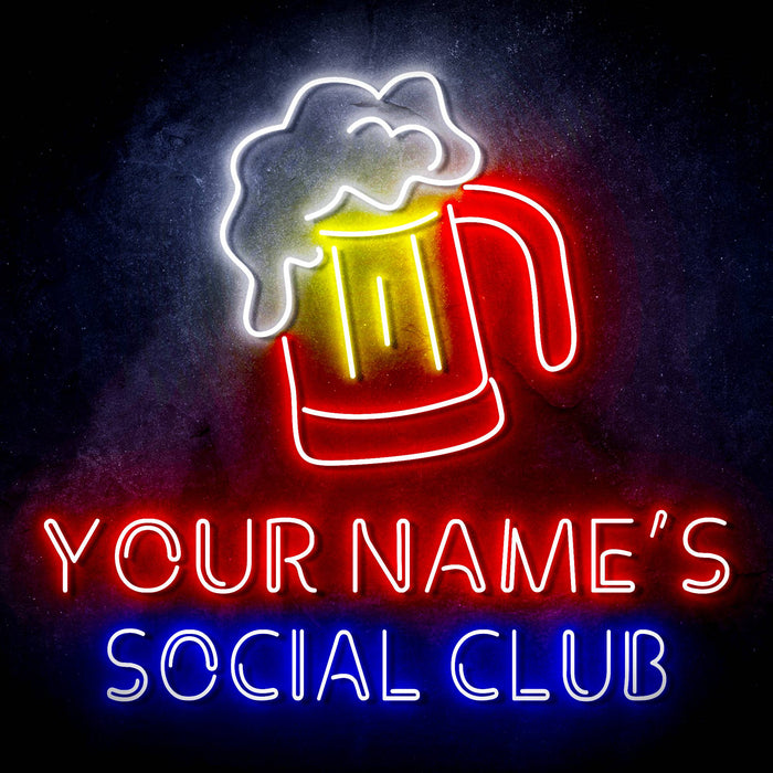 Custom Ultra-Bright Social Club Beer Home Bar LED Sign with Remote (Neon-Style, LED Technology) - Way Up Gifts
