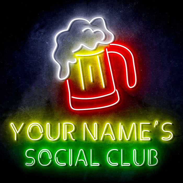 Custom Ultra-Bright Social Club Beer Home Bar LED Sign with Remote (Neon-Style, LED Technology) - Way Up Gifts