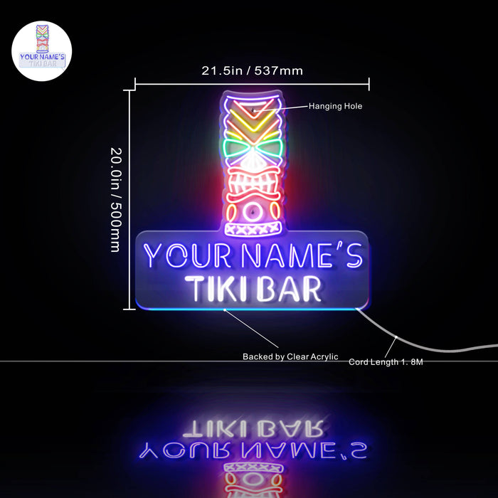 Personalized Ultra-Bright Tiki Bar LED Sign with Remote (Neon-Style, LED Technology) - Way Up Gifts
