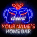 Custom Ultra-Bright Beer Cheers Home Bar LED Sign with Remote (Neon-Style, LED Technology) - Way Up Gifts