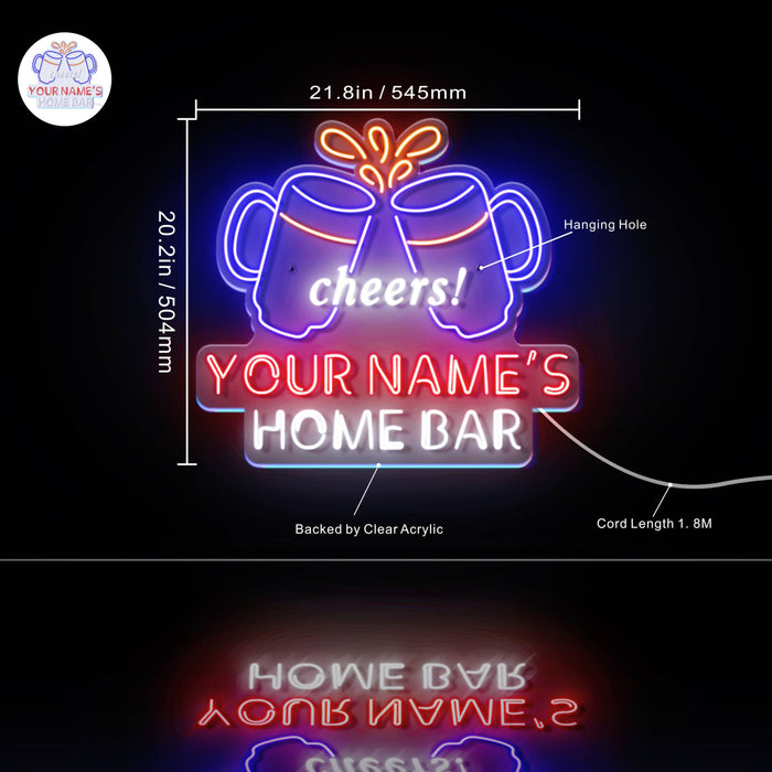 Custom Ultra-Bright Beer Cheers Home Bar LED Sign with Remote (Neon-Style, LED Technology) - Way Up Gifts