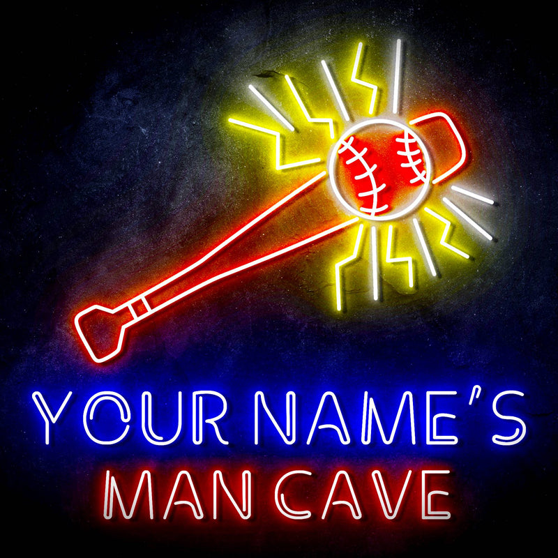 Custom Led Baseball Sign Custom Ultra-Bright Baseball Man Cave LED Sign with Remote (Neon-Style ...