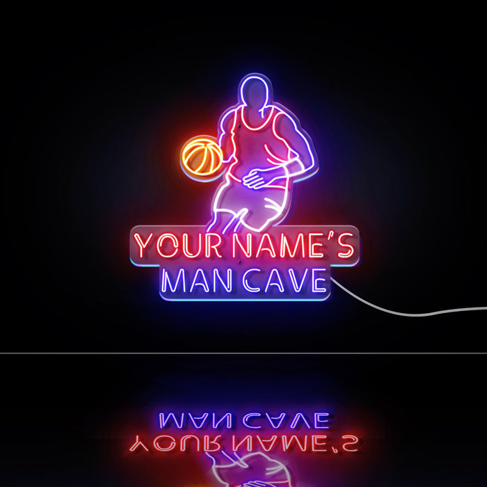 Custom Ultra-Bright Basketball Man Cave LED Sign with Remote (Neon-Style, LED Technology) - Way Up Gifts
