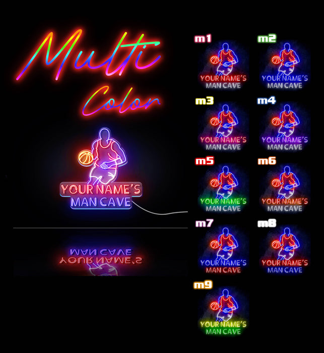 Custom Ultra-Bright Basketball Man Cave LED Sign with Remote (Neon-Style, LED Technology) - Way Up Gifts