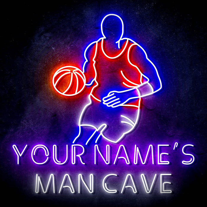 Custom Ultra-Bright Basketball Man Cave LED Sign with Remote (Neon-Style, LED Technology) - Way Up Gifts
