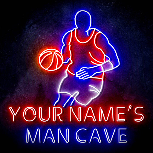Custom Ultra-Bright Basketball Man Cave LED Sign with Remote (Neon-Style, LED Technology) - Way Up Gifts