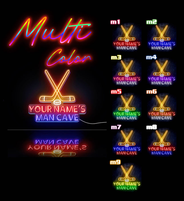Custom Ultra-Bright Ice Hockey Man Cave LED Sign with Remote (Neon-Style, LED Technology) - Way Up Gifts