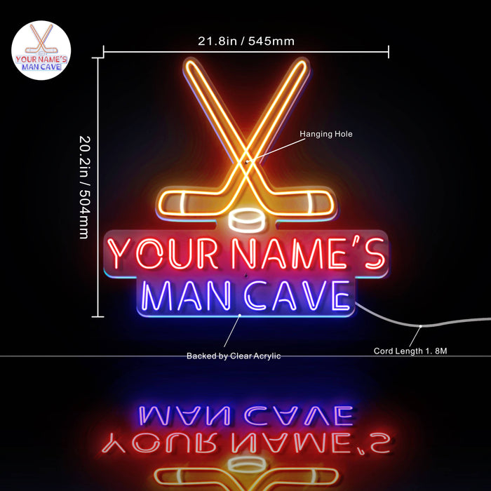 Custom Ultra-Bright Ice Hockey Man Cave LED Sign with Remote (Neon-Style, LED Technology) - Way Up Gifts