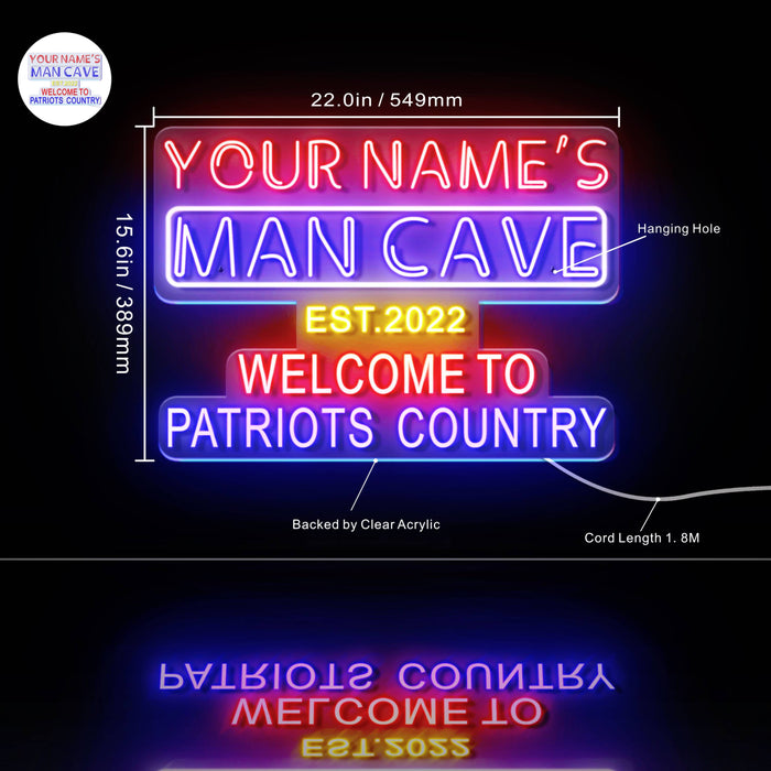 Custom Ultra-Bright Welcome Patriots Country Man Cave LED Sign with Remote (Neon-Style, LED Technology) - Way Up Gifts