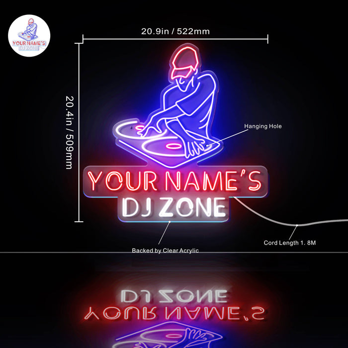 Custom Ultra-Bright DJ Zone Music Studio LED Sign with Remote (Neon-Style, LED Technology) - Way Up Gifts