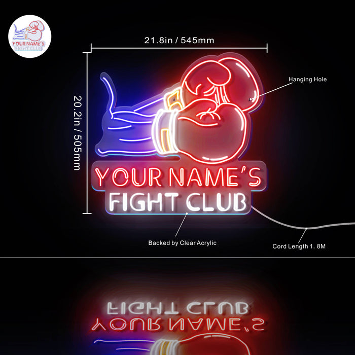 Custom Ultra-Bright Boxing Fight Club Man Cave LED Sign with Remote (Neon-Style, LED Technology) - Way Up Gifts