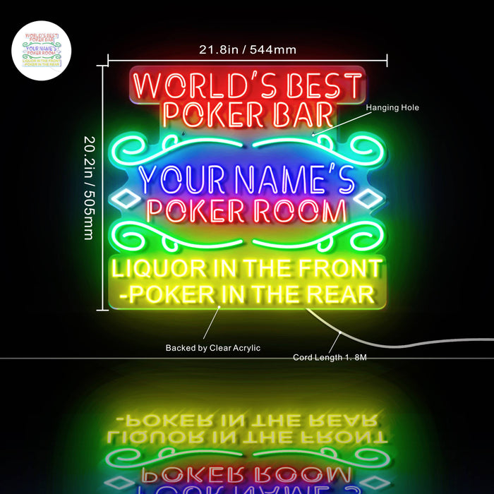 Custom Ultra-Bright Game Room Poker Bar LED Sign with Remote (Neon-Style, LED Technology) - Way Up Gifts