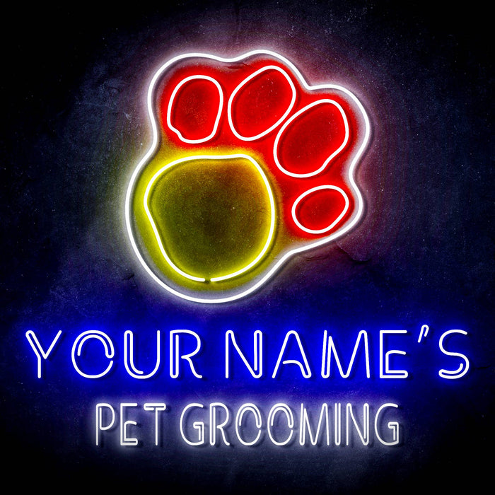 Custom Ultra-Bright Dog Paw Pet Grooming LED Sign with Remote (Neon-Style, LED Technology) - Way Up Gifts