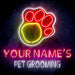 Custom Ultra-Bright Dog Paw Pet Grooming LED Sign with Remote (Neon-Style, LED Technology) - Way Up Gifts