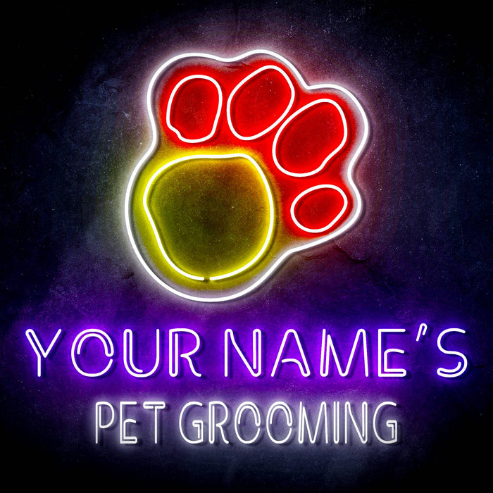 Custom Ultra-Bright Dog Paw Pet Grooming LED Sign with Remote (Neon-Style, LED Technology) - Way Up Gifts