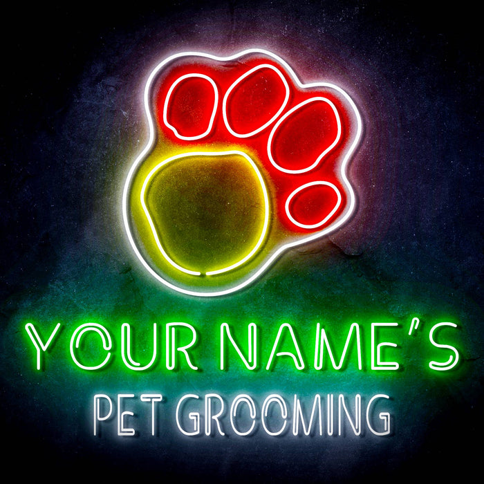 Custom Ultra-Bright Dog Paw Pet Grooming LED Sign with Remote (Neon-Style, LED Technology) - Way Up Gifts