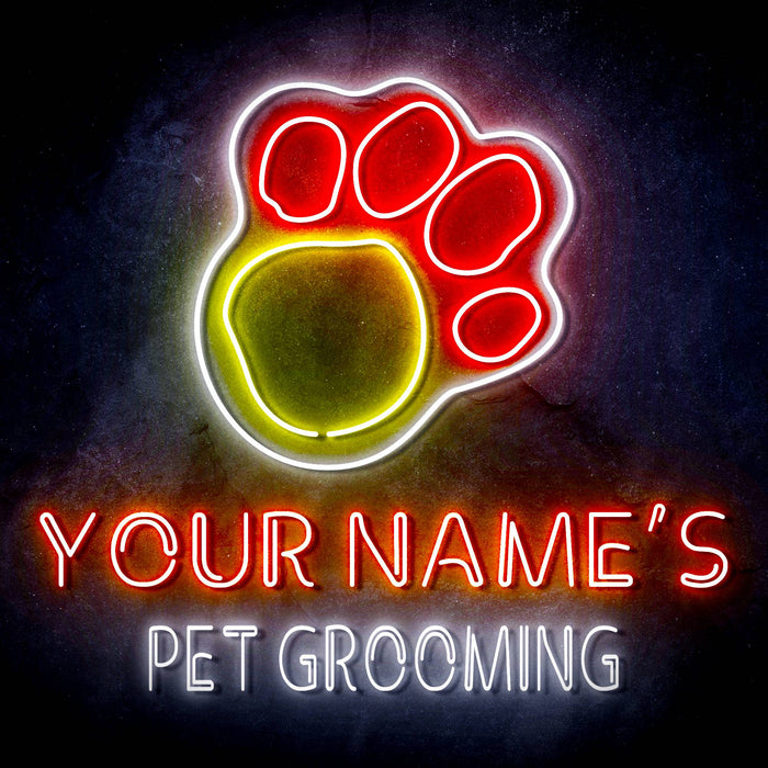 Custom Ultra-Bright Dog Paw Pet Grooming LED Sign with Remote (Neon-Style, LED Technology) - Way Up Gifts