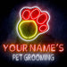 Custom Ultra-Bright Dog Paw Pet Grooming LED Sign with Remote (Neon-Style, LED Technology) - Way Up Gifts