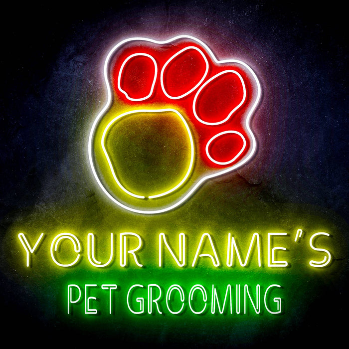 Custom Ultra-Bright Dog Paw Pet Grooming LED Sign with Remote (Neon-Style, LED Technology) - Way Up Gifts