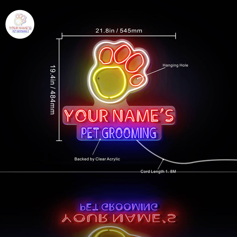 Led Sign Dog Custom Ultra-Bright Dog Paw Pet Grooming LED Sign with Remote (Neon-St ...