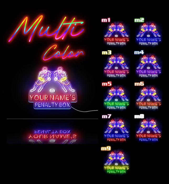 Custom Ultra-Bright Penalty Box Hockey Man Cave Bar LED Sign with Remote (Neon-Style, LED Technology) - Way Up Gifts
