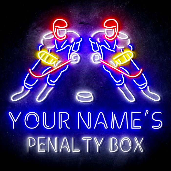 Custom Ultra-Bright Penalty Box Hockey Man Cave Bar LED Sign with Remote (Neon-Style, LED Technology) - Way Up Gifts